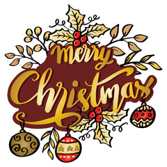 Merry Christmas hand lettering greeting card