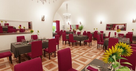 Realistic 3D Render of Romantic Restaurant