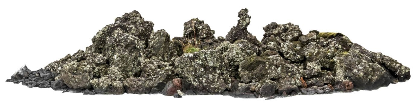 Isolated PNG cutout of Icelandic rocks on a transparent background
