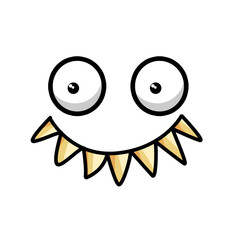 Smiling creepy emojis cartoon vector 2D.