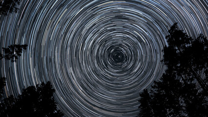 Star trails in the night sky