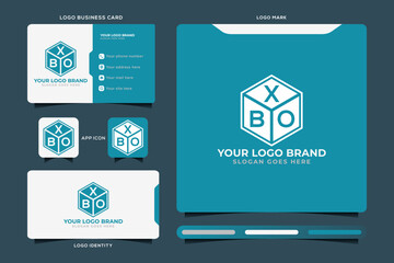 XBO initial monogram logo vector, XBO circle shape logo template corporate identity business card
