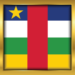 Central African Republic Flag,Central African Republic flag golden square button,Vector illustration eps10.
