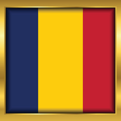 Fototapeta premium Chad Flag,Chad flag golden square button,Vector illustration eps10.