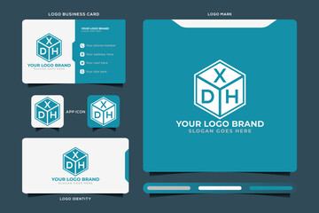 XDH initial monogram logo vector, XDH circle shape logo template corporate identity business card
