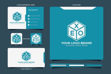 XEO initial monogram logo vector, XEO circle shape logo template corporate identity business card
