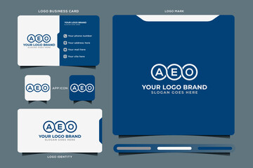 AEO initial monogram logo vector, AEO circle shape logo template corporate identity business card
