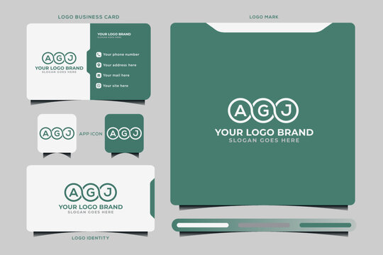 AGJ initial monogram logo vector, AGJ circle shape logo template corporate identity business card

