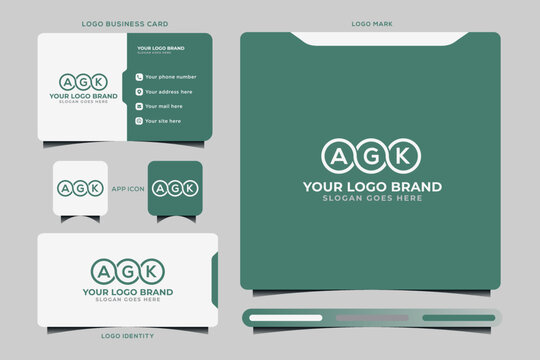 AGK initial monogram logo vector, AGK circle shape logo template corporate identity business card
