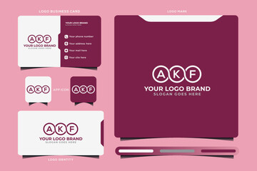 AKF initial monogram logo vector, AKF circle shape logo template corporate identity business card
