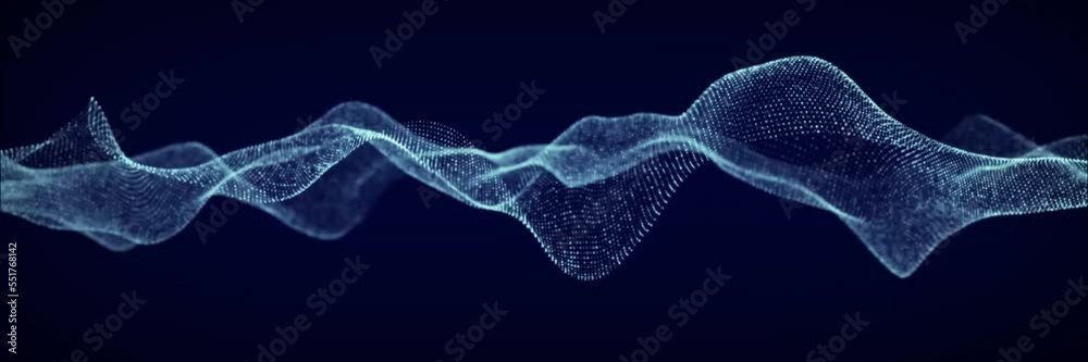 Poster 3D digital dynamic wave. Flow digital structure. Secure cybersecurity data connection. Cyber technology background. 3D rendering.