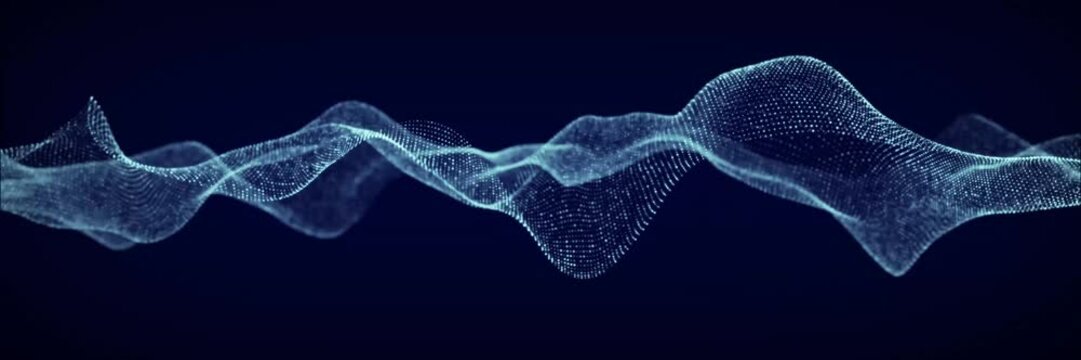3D digital dynamic wave. Flow digital structure. Secure cybersecurity data connection. Cyber technology background. 3D rendering.
