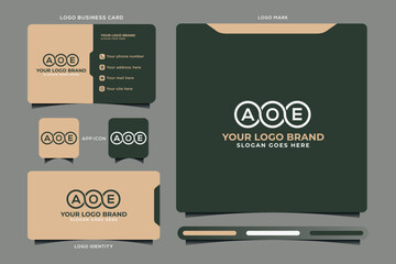 AOE initial monogram logo vector, AOE circle shape logo template corporate identity business card
