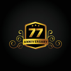 Happy 77th Year anniversary celebration vector template