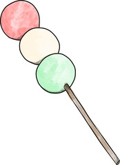 An isolated illustration of Asian food. Pastel watercolor sketch of delicious food