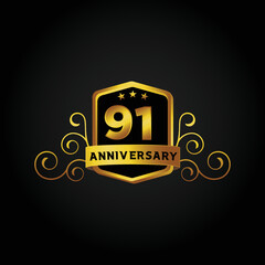 Happy 91st Year anniversary celebration vector template