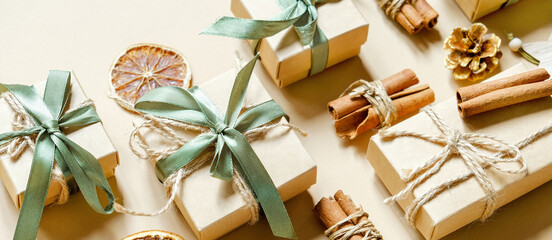 Christmas gift. gift box,zero waste, eco friendly hand made box packaging gifts in kraft paper...