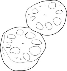 An isolated illustration of Asian food. Line art of goodies. Delicious Doodles.