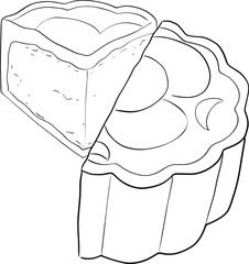 An isolated illustration of Asian food. Line art of goodies. Delicious Doodles.