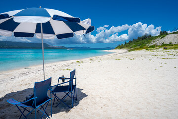 沖縄旅行　水納島のビーチ