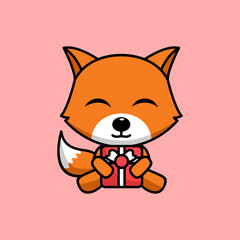 Vector illustration of cute and chubby fox