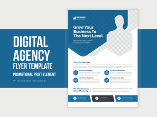 Digital business brochure flyer design layout template A4, blue background, Template vector design for Magazine, Poster, Corporate Presentation, Portfolio, Flyer infographic, creative cover, trend