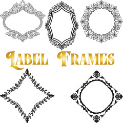 Vintage label frames are perfect for adding a bit of elegance to any wedding or other event. This frame clipart features various types of vintage-style labels in different shapes.