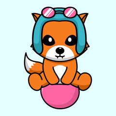 Vector illustration of cute and chubby fox