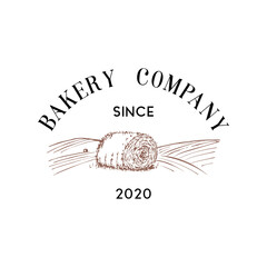 Bakery Company, logo with hay bale in vector