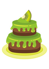 Tasty cake with fresh slice of kiwi