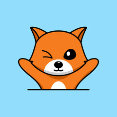 Vector illustration of cute and chubby fox