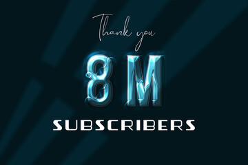 8 Million  subscribers celebration greeting banner with Plastic Design