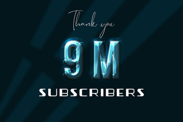 9 Million  subscribers celebration greeting banner with Plastic Design