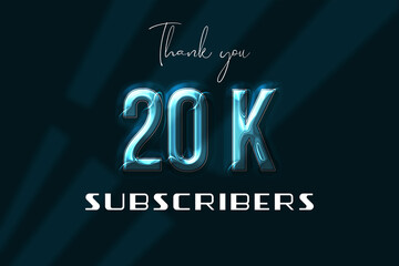 20 K subscribers celebration greeting banner with Plastic Design