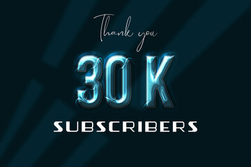 30 k subscribers celebration greeting banner with Plastic Design