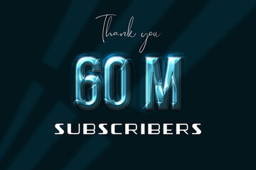 60 Million subscribers celebration greeting banner with Plastic Design