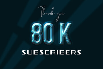 80 K  subscribers celebration greeting banner with Plastic Design