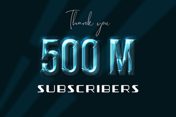 500 Million  subscribers celebration greeting banner with Plastic Design