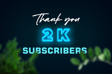 2 K subscribers celebration greeting banner with Glow Design