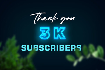 3 K subscribers celebration greeting banner with Glow Design