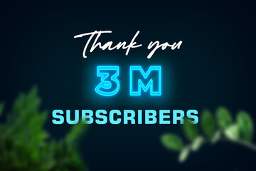 3 Million  subscribers celebration greeting banner with Glow Design