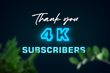 4 K subscribers celebration greeting banner with Glow Design