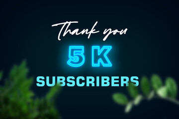 5 K subscribers celebration greeting banner with Glow Design