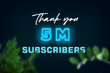 5 Million subscribers celebration greeting banner with Glow Design