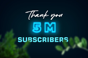 Fototapeta premium 5 Million subscribers celebration greeting banner with Glow Design