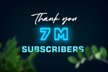 7 Million subscribers celebration greeting banner with Glow Design