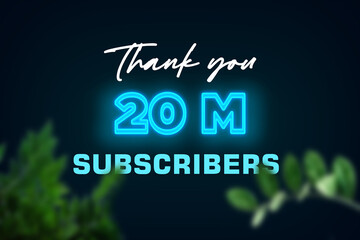 20 Million subscribers celebration greeting banner with Glow Design