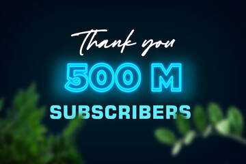 500 Million subscribers celebration greeting banner with Glow Design