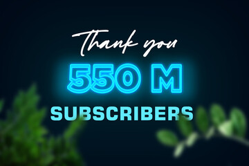 550 Million subscribers celebration greeting banner with Glow Design