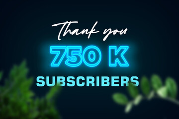 750 K subscribers celebration greeting banner with Glow Design